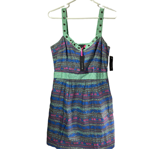 Boho I Heart Ronson Womens M Halter Geometric Babydoll Y2K Sundress NWT - Picture 1 of 7